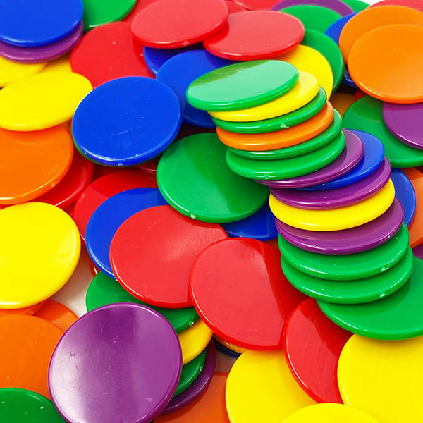 Disco matemático de plástico de 1 pulgada, 500 Uds., 6 colores