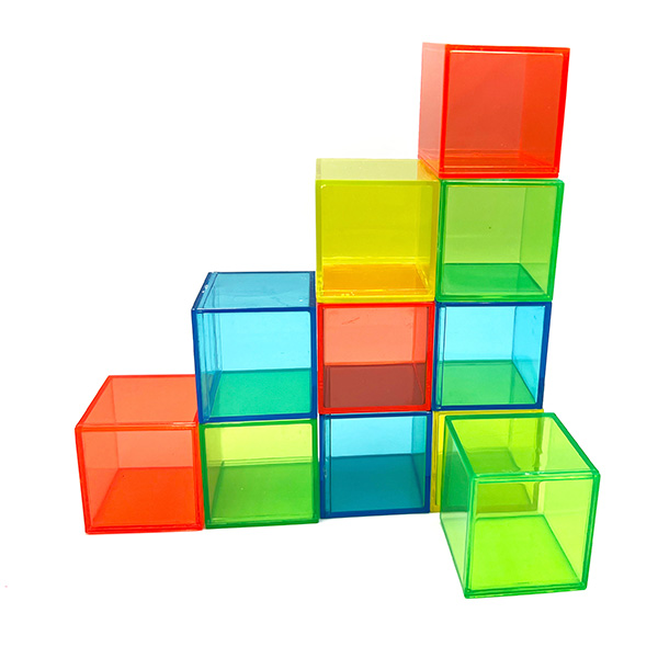 4cm Transparent Color Math Cubes Set