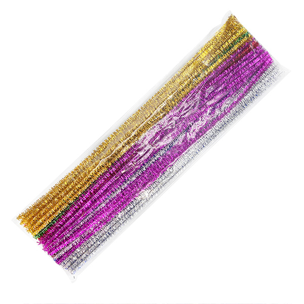 chenille Stems, Sparkly, 12-in, 50-pc, Gold