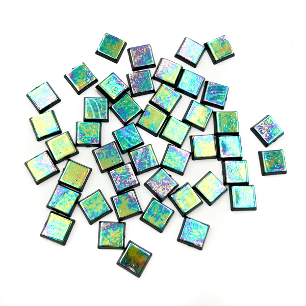 200g 1cm Plastic Square Peacock Iridescent Tiles for Mosaics