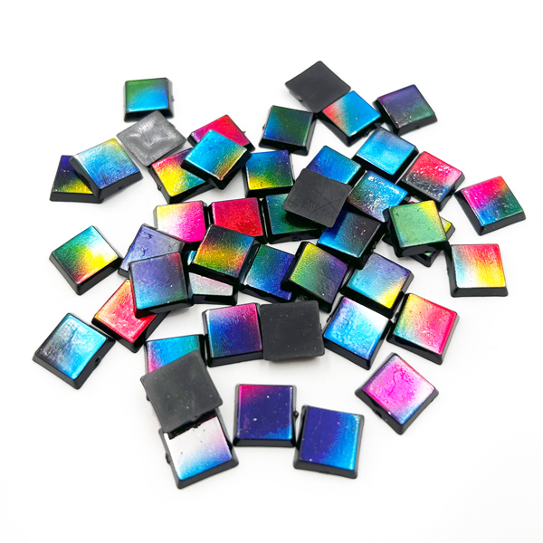 200g 1cm Plastic Dark Rainbow Square Mosaic Tile