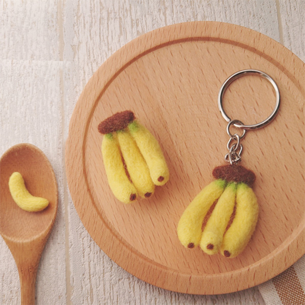 DIY Keychain & Pin Banana Felting Craft Kit