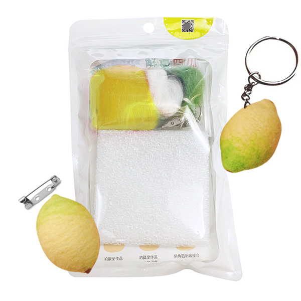 DIY Keychain & Pin Lemon Kit Needle Felting