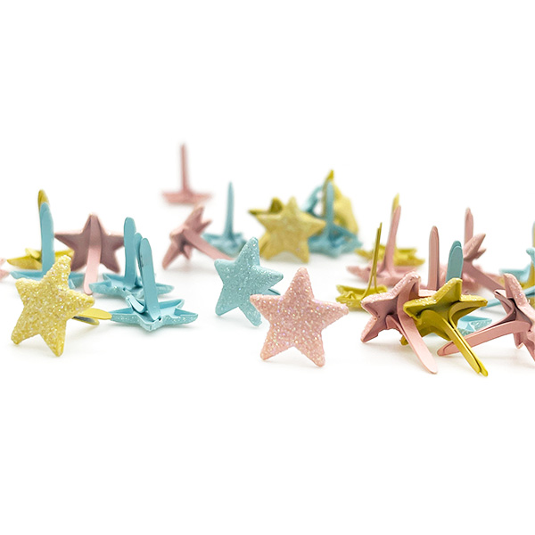 40Pcs 9mm Star Pastel Glitter Crafting Metal Split Pins